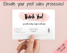 Load image into Gallery viewer, Business Thank You For Your Order Insert Card Template. EDITABLE Parcel Insert, Etsy Order, Small Online Business Purchase | Pink Watercolor Style 2
