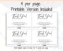 Load image into Gallery viewer, Business Thank You For Your Order Insert Card Template. EDITABLE Parcel Insert, Etsy Order, Small Online Business, Thank you, your Purchase | Black Scrawl
