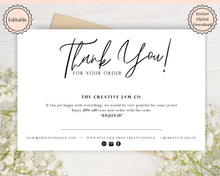 Load image into Gallery viewer, Business Thank You For Your Order Insert Card Template. EDITABLE Parcel Insert, Etsy Order, Small Online Business, Thank you, your Purchase | Black Scrawl
