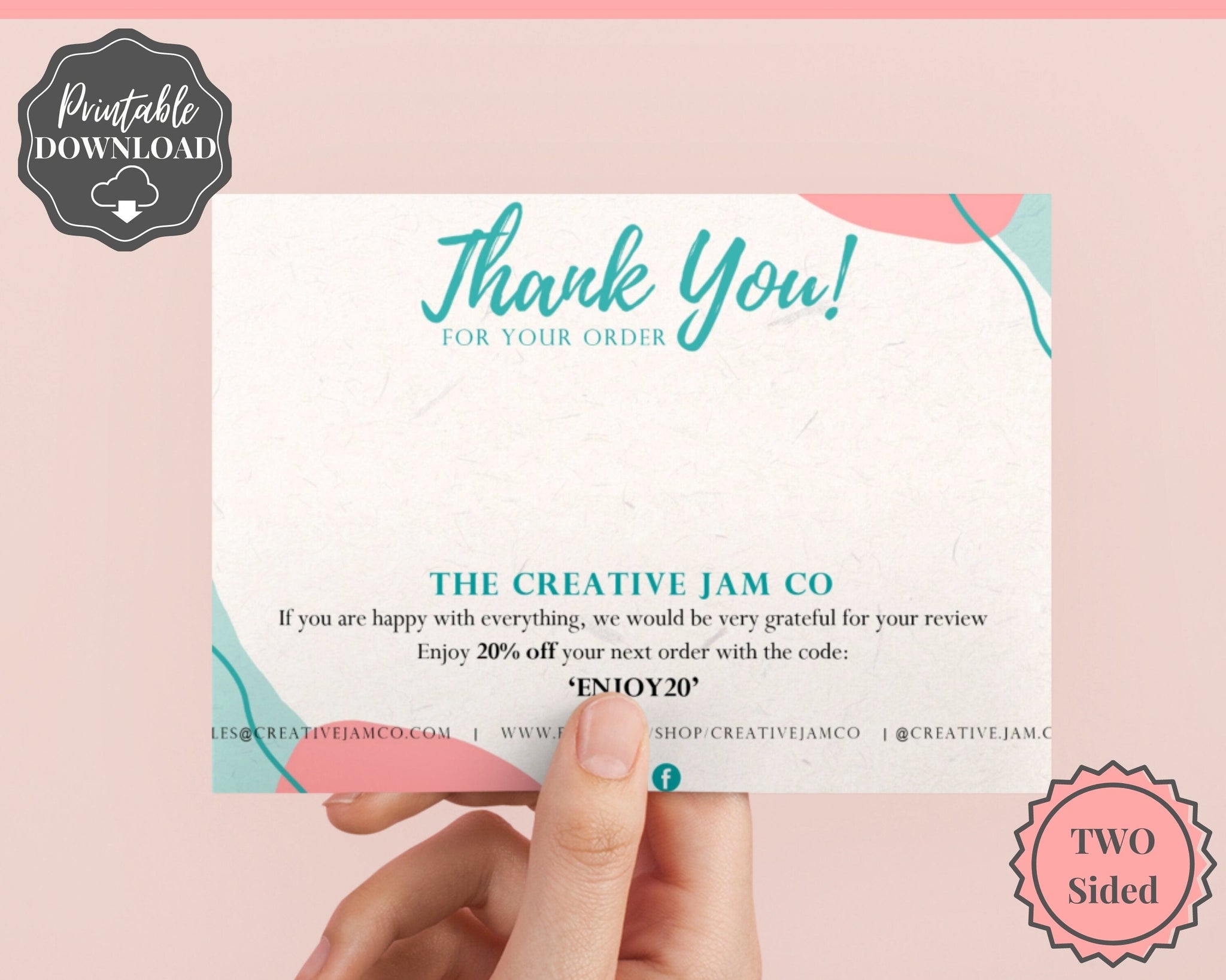 Business Thank You For Your Order & Purchase Insert Card Template