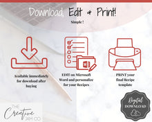 Load image into Gallery viewer, CHRISTMAS Recipe Card template, EDITABLE Recipe Template, Recipe Cards Printable, 4x6, Insert, Minimal, Sheet, Recipe Box, Xmas, Book | Green
