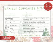 Load image into Gallery viewer, CHRISTMAS Recipe Card template, EDITABLE Recipe Template, Recipe Cards Printable, 4x6, Insert, Minimal, Sheet, Recipe Box, Xmas, Book | Green
