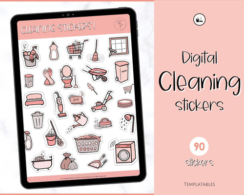 CLEANING Digital Stickers, GoodNotes Stickers, Pre cropped PNG, Chore Sticker Pack, Notability, Spring, Functional iPad Planning Journal