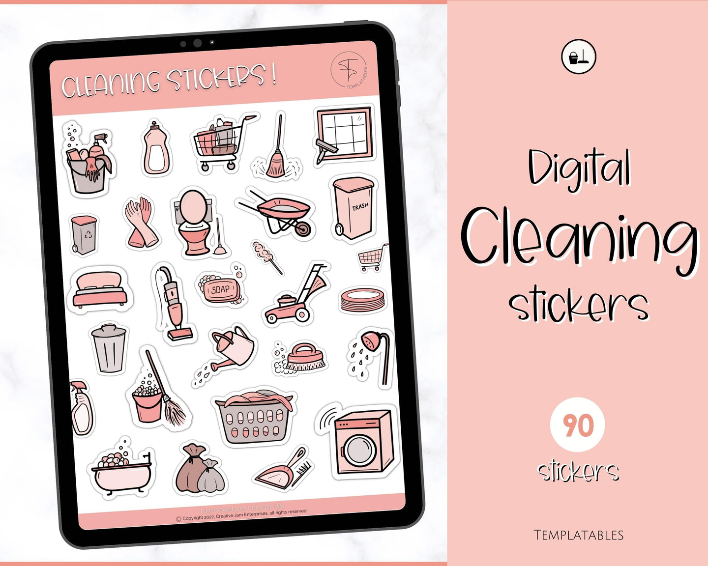 CLEANING Digital Stickers, GoodNotes Stickers, Pre cropped PNG, Chore Sticker Pack, Notability, Spring, Functional iPad Planning Journal