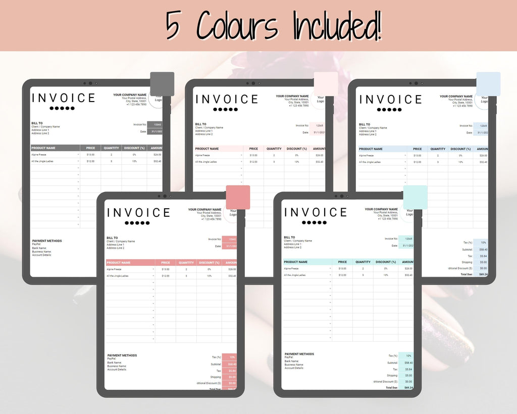 Google Sheets COLOR STREET Invoice Template | Sales Order Invoice