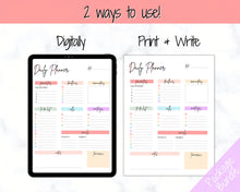 Load image into Gallery viewer, COLORFUL DAILY PLANNER Printable | To Do List Printable | Productivity Day Planner | Work Day Diary Insert | Template | Organize | Pastel Rainbow
