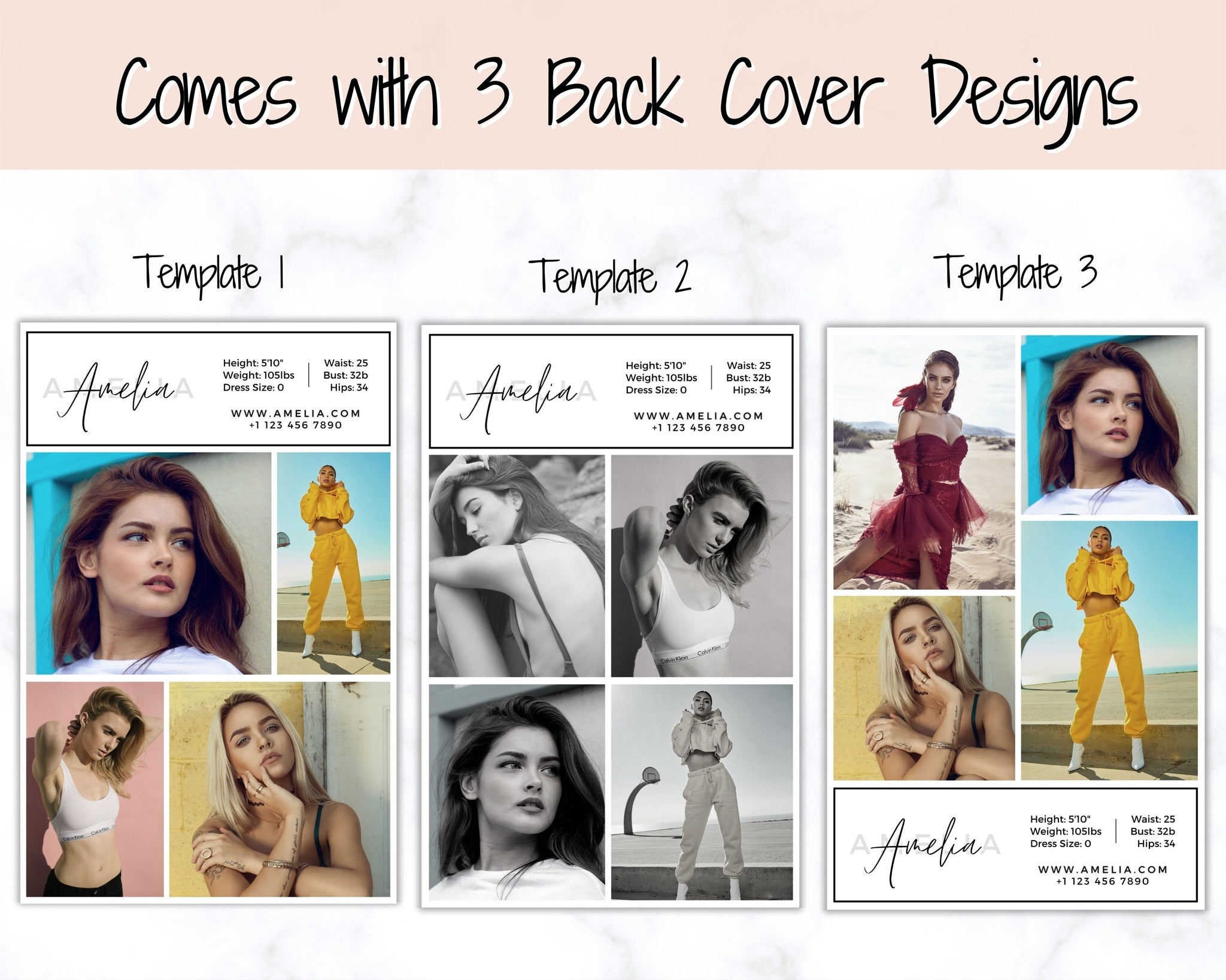 Supermodels Comp Card Female Model Comp Cards