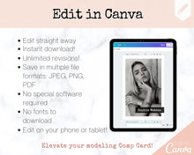Load image into Gallery viewer, COMP CARD Template. Modeling Photocard! Zed Card for Models. Z Card. Fashion Resume Photo Card. Modeling Compcard Editable Canva Template | Style 1
