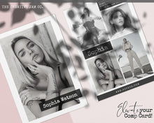Load image into Gallery viewer, COMP CARD Template. Modeling Photocard! Zed Card for Models. Z Card. Fashion Resume Photo Card. Modeling Compcard Editable Canva Template | Style 1
