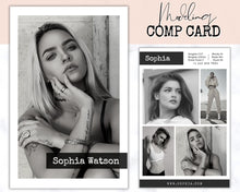 Load image into Gallery viewer, COMP CARD Template. Modeling Photocard! Zed Card for Models. Z Card. Fashion Resume Photo Card. Modeling Compcard Editable Canva Template | Style 1
