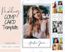 Load image into Gallery viewer, COMP CARD Template. Modeling Photocard! Zed Card for Models. Z Card. Fashion Resume Photo Card. Modeling Compcard Editable Canva Template | Style 3
