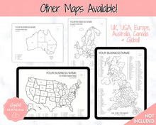 Load image into Gallery viewer, Canada Sales Map, EDITABLE Etsy Sales Map, Small Business European Sales Map, Procreate, Postcode, Color In, Printable Order Tracker
