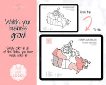 Load image into Gallery viewer, Canada Sales Map, EDITABLE Etsy Sales Map, Small Business European Sales Map, Procreate, Postcode, Color In, Printable Order Tracker
