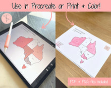 Load image into Gallery viewer, Canada Sales Map, EDITABLE Etsy Sales Map, Small Business European Sales Map, Procreate, Postcode, Color In, Printable Order Tracker
