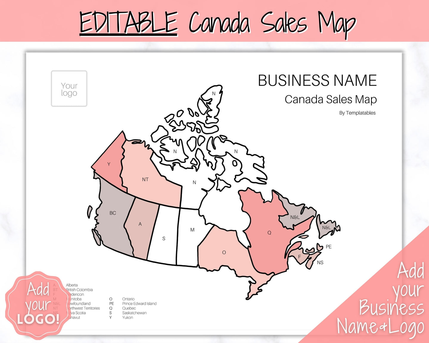 Canada Sales Map, EDITABLE Etsy Sales Map, Small Business European Sales Map, Procreate, Postcode, Color In, Printable Order Tracker