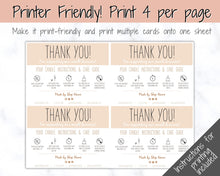 Load image into Gallery viewer, Candle Thank You Card, EDITABLE Care Card, Care Guide, Safety Instructions, Packaging &amp; Labels, Business Thank you for your order Insert | Brown
