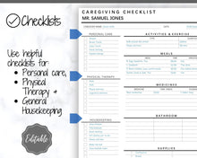 Load image into Gallery viewer, Caregiving Elderly Care Checklist. EDITABLE Printable is ideal for Caregivers. Daily cleaning, Daily Tasks, Housekeeping, Care log Template
