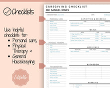 Load image into Gallery viewer, Caregiving Elderly Care Checklist. EDITABLE Printable is ideal for Caregivers. Daily cleaning, Daily Tasks, Housekeeping, Care log Template
