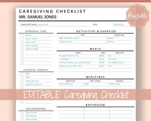 Load image into Gallery viewer, Caregiving Elderly Care Checklist. EDITABLE Printable is ideal for Caregivers. Daily cleaning, Daily Tasks, Housekeeping, Care log Template
