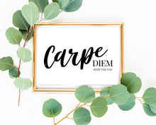 Load image into Gallery viewer, Carpe Diem Wall Art, Carpe Diem Print, Carpe Diem, Carpe Diem Poster, Seize the day Sign, Cape Diem, Printable Quote | Minimal White Artwork
