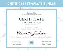 Load image into Gallery viewer, Certificate Template, Editable Certificate of Completion, Achievement, Award, Recognition, Hair, Massage, Lashes Course, Training, BUNDLE | Landscape
