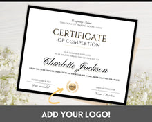 Load image into Gallery viewer, Certificate Template, Editable Certificate of Completion, Achievement, Award, Recognition, Hair, Massage, Lashes Course, Training, BUNDLE | Landscape

