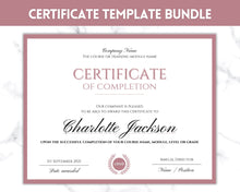 Load image into Gallery viewer, Certificate Template, Editable Certificate of Completion, Achievement, Award, Recognition, Hair, Massage, Lashes Course, Training, BUNDLE | Landscape
