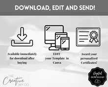 Load image into Gallery viewer, Certificate of Achievement Template, Editable Certificate of Completion BUNDLE, Award Recognition, Hair, Massage, Lashes Course, Training | Landscape

