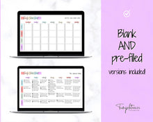 Load image into Gallery viewer, Chore Chart SPREADSHEET, Editable Family Planner Printable, Colorful Weekly Family Schedule, Calendar, Command Center, Household Kid Adult
