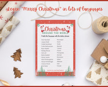 Load image into Gallery viewer, Christmas Around the World Game! Holiday Game Printables, Xmas Party Game, Fun Family Activity Set, Virtual, Kids Adults, Office Party, Quiz

