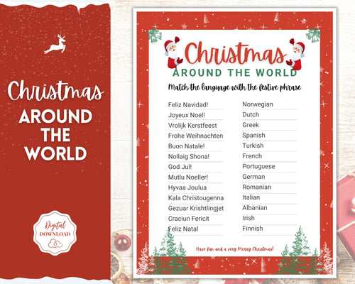 Christmas Around the World Game! Holiday Game Printables, Xmas Party Game, Fun Family Activity Set, Virtual, Kids Adults, Office Party, Quiz