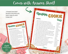 Load image into Gallery viewer, Christmas Cookie Quiz Game! Holiday Guess the Cookie Game Printable, Xmas Party, Fun Family Activity Set, Virtual, Kids Adults, Office
