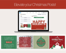 Load image into Gallery viewer, Christmas Facebook Post Templates. Happy Holiday Canva Template Pack. Festive Editable Social Media Posts. Seasonal business 2020, Red Green
