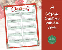 Load image into Gallery viewer, Christmas Family Feud Game! Holiday Family Quiz Game, Printable Xmas Party Game, Virtual Fun Activity, Kids Adults, Office, Fortunes, Trivia
