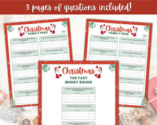 Load image into Gallery viewer, Christmas Family Feud Game! Holiday Family Quiz Game, Printable Xmas Party Game, Virtual Fun Activity, Kids Adults, Office, Fortunes, Trivia
