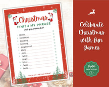Load image into Gallery viewer, Christmas Finish my Phrase Game! Holiday Game Printables, Xmas Party Game, Fun Family Activity Set, Virtual, Kids Adults, Office Party, Quiz
