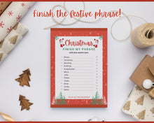 Load image into Gallery viewer, Christmas Finish my Phrase Game! Holiday Game Printables, Xmas Party Game, Fun Family Activity Set, Virtual, Kids Adults, Office Party, Quiz
