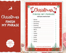 Load image into Gallery viewer, Christmas Finish my Phrase Game! Holiday Game Printables, Xmas Party Game, Fun Family Activity Set, Virtual, Kids Adults, Office Party, Quiz
