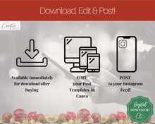 Load image into Gallery viewer, Christmas Instagram Templates. Happy Holiday Canva Template Pack. Festive Instagram Square Posts &amp; Stories. Seasonal Story Social Media
