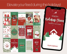 Load image into Gallery viewer, Christmas Instagram Templates. Happy Holiday Canva Template Pack. Festive Instagram Square Posts &amp; Stories. Seasonal Story Social Media
