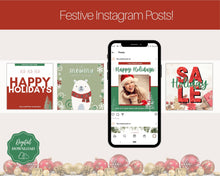 Load image into Gallery viewer, Christmas Instagram Templates. Happy Holiday Canva Template Pack. Festive Instagram Square Posts &amp; Stories. Seasonal Story Social Media
