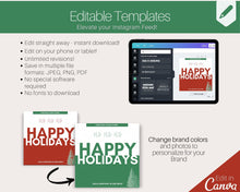 Load image into Gallery viewer, Christmas Instagram Templates. Happy Holiday Canva Template Pack. Festive Instagram Square Posts &amp; Stories. Seasonal Story Social Media
