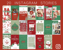 Load image into Gallery viewer, Christmas Instagram Templates. Happy Holiday Canva Template Pack. Festive Instagram Square Posts &amp; Stories. Seasonal Story Social Media
