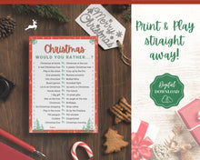 Load image into Gallery viewer, Christmas Party Game. Holiday Games Printable, Would you Rather? Holiday Party Game, Christmas Family Games, Christmas Day, Virtual Activity
