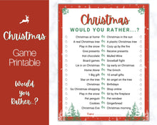 Load image into Gallery viewer, Christmas Party Game. Holiday Games Printable, Would you Rather? Holiday Party Game, Christmas Family Games, Christmas Day, Virtual Activity
