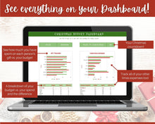 Load image into Gallery viewer, Christmas Planner Budget Spreadsheet, Holiday Gift List, Gift Tracker, Expenses, Google Sheets, Xmas, Finances, Dashboard, Countdown
