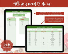 Load image into Gallery viewer, Christmas Planner Budget Spreadsheet, Holiday Gift List, Gift Tracker, Expenses, Google Sheets, Xmas, Finances, Dashboard, Countdown
