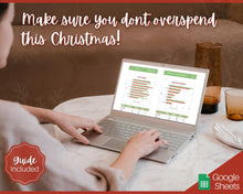 Load image into Gallery viewer, Christmas Planner Budget Spreadsheet, Holiday Gift List, Gift Tracker, Expenses, Google Sheets, Xmas, Finances, Dashboard, Countdown
