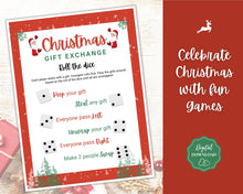 Load image into Gallery viewer, Christmas Roll the dice Game! Holiday Gift Exchange Printable, Xmas Party Game, Fun Family Activity Set, Virtual, Kids Adults, Office, Quiz

