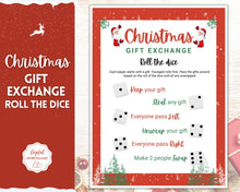 Load image into Gallery viewer, Christmas Roll the dice Game! Holiday Gift Exchange Printable, Xmas Party Game, Fun Family Activity Set, Virtual, Kids Adults, Office, Quiz
